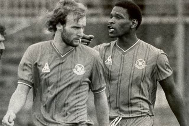 Billy Gilbert, left, was sent off against Sheffield United in 1986 alongside Mick Tait and Kevin Dillon