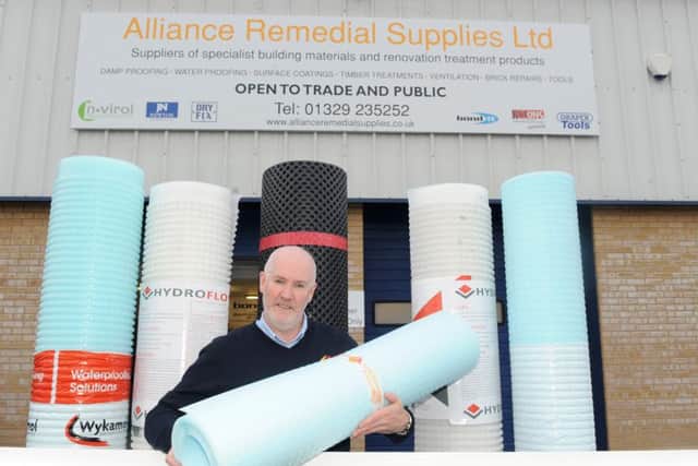 Chris Reynolds, director of Alliance Remedial Supplies Limited, with some of the waterproofing membrane that was used for the project   Picture: Sarah Standing (161558-6514)