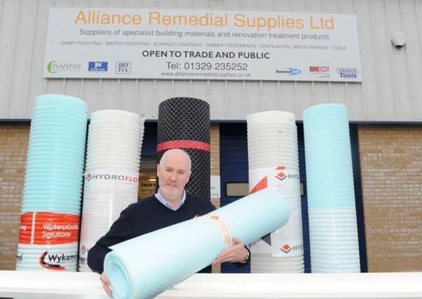 Chris Reynolds, director of Alliance Remedial Supplies Limited, with some of the waterproofing membrane that was used for the project   Picture: Sarah Standing (161558-6514)