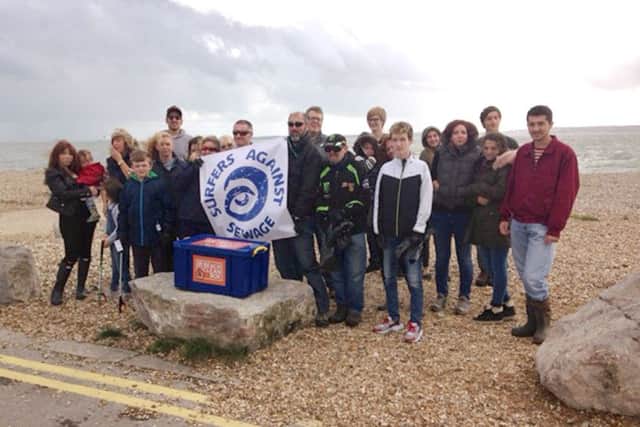 Cliff Culver leading a Surfers Against Sewage beach clean at Stokes Bay