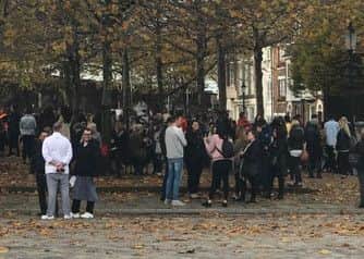 Shoppers near Gunwharf Quays after the evacuation