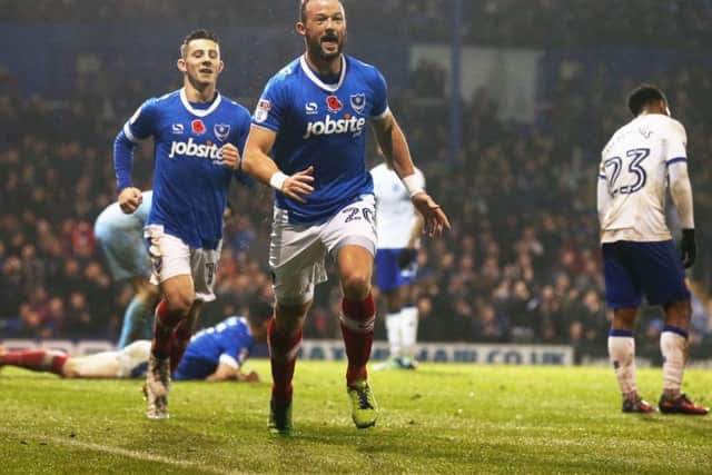 Noel Hunt celebrates his goal against Mansfield
