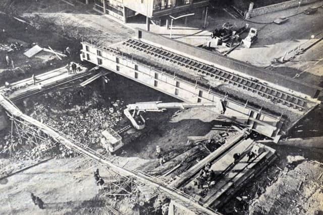 The Anglsea Road rail bridge is put in place