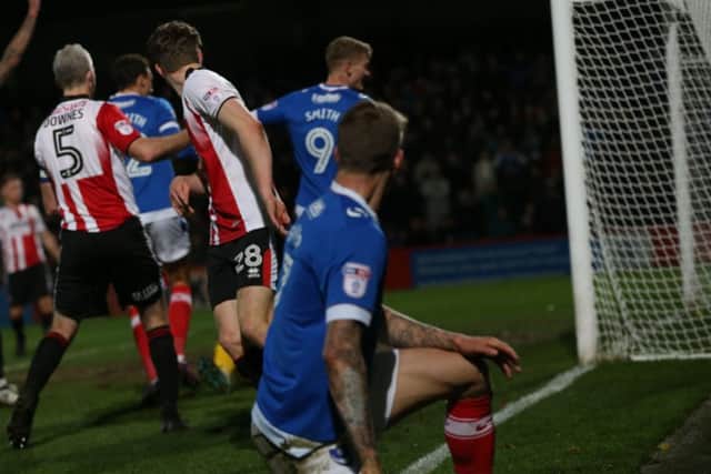 Michael Smith taps home Pompey's equaliser against Cheltenham Picture: Joe Pepler