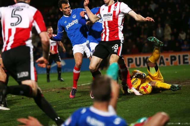 Pompey were held to a 1-1 draw by Cheltenham at Whaddon Road Picture: Joe Pepler