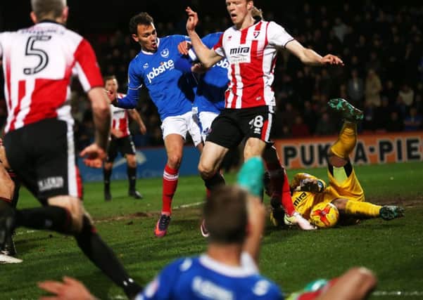 Pompey were held to a 1-1 draw by Cheltenham at Whaddon Road Picture: Joe Pepler
