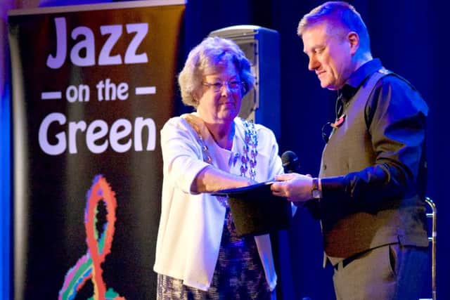 Mayor of Fareham, Councillor Connie Hockley, with Barry Quantrill at Jazz on the Green