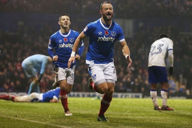 Noel Hunt celebrates scoring against Mansfield Picture: Joe Pepler
