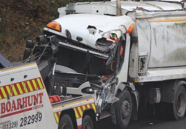 The bin lorry on the M27. Credit: UK News in Pictures