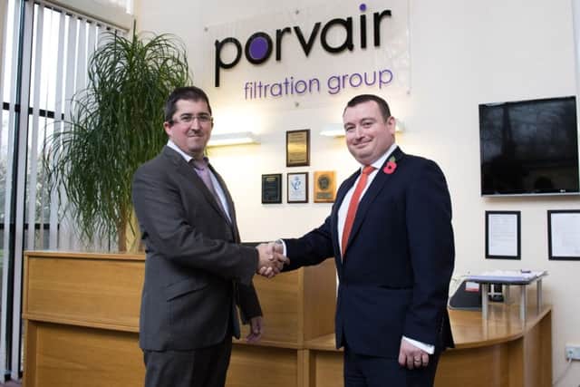 Porvair managing director Tom Liddell, left, with Paul Simpson, the sales director of FPR Group recruiters