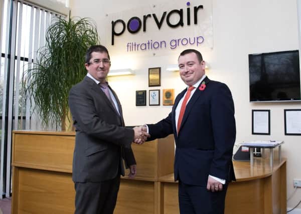 Porvair managing director Tom Liddell, left, with Paul Simpson, the sales director of FPR Group recruiters