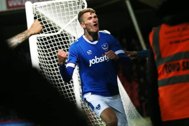 Michael Smith enjoys his goal against Cheltenham
