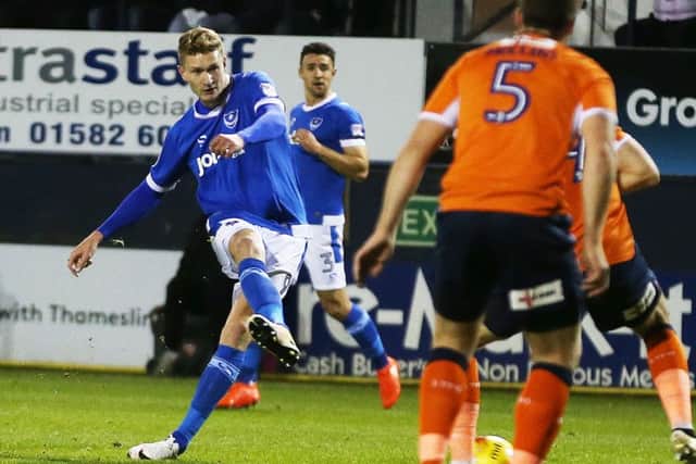 Michael Smith scores against Luton. Picture: Joe Pepler