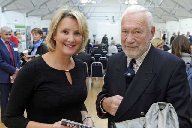 Caroline Dinenage MP with Sir Robin Knox-Johnston during one of the entrepreneurship events Picture Ian Hargreaves (161337-6)