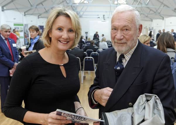 Caroline Dinenage MP with Sir Robin Knox-Johnston during one of the entrepreneurship events Picture Ian Hargreaves (161337-6)