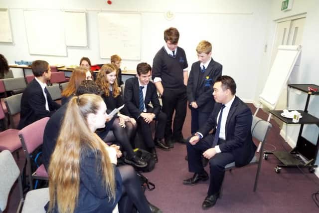 Alan Mak MP talks to students at Oaklands Catholic School