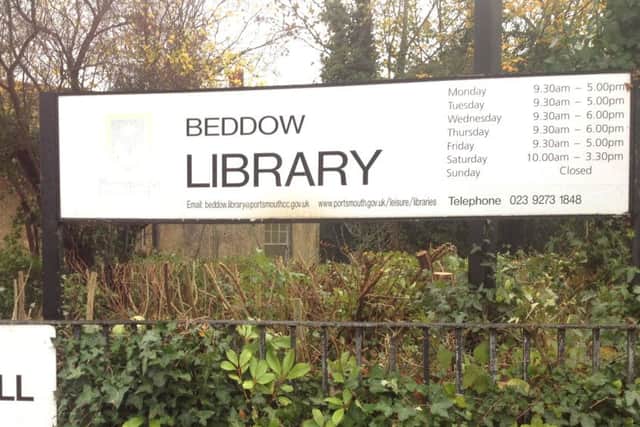 Beddow library in Milton, where bushes have been cut back to deter rough sleepers who were leaving drug paraphenalia