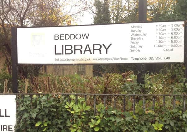 Beddow library in Milton, where bushes have been cut back to deter rough sleepers who were leaving drug paraphenalia