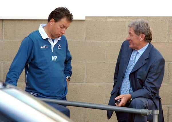Former Pompey boss Alain Perrin, left    Picture: Robin Jones