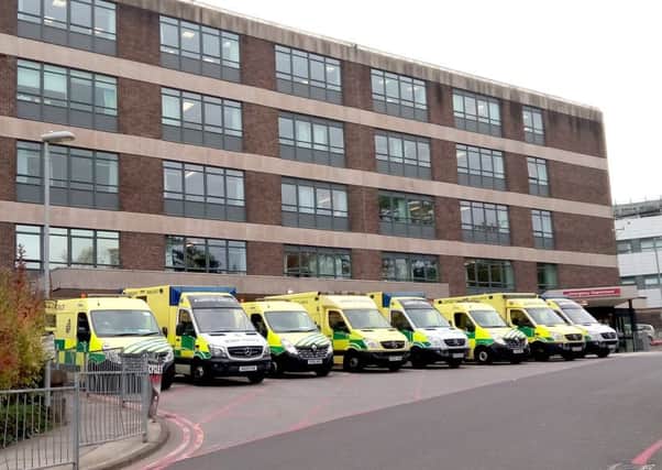 Ambulances queueing at Queen Alexandra Hospital