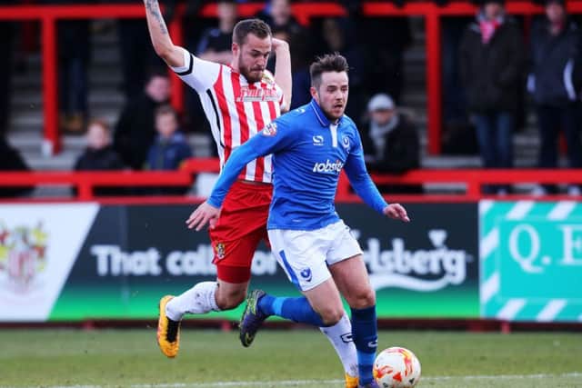 Luke Wilkinson in action against Pompey last season Picture: Joe Pepler