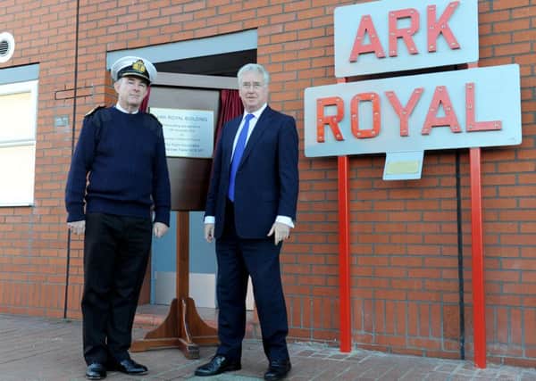 Commodore Jeremy Rigby and Sir Michael Fallon opening the new carrier support building 

Picture: Sarah Standing (161596-3692)
