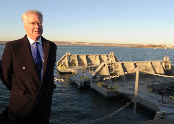 Sir Michael Fallon at Portsmouth Naval Base Picture: Sarah Standing (161596-3742)