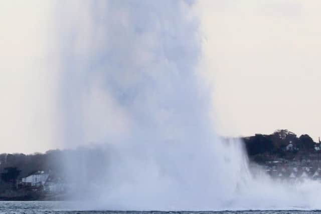 Royal Navy bomb disposal experts destroyed a German 500lb bomb found in Portsmouth Harbour