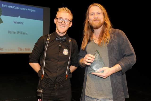 Aled Price, left, from the New Theatre Royal presents the Best Art or Community Project to winner Daniel WilliamsPicture: Sarah Standing (161597-3815)