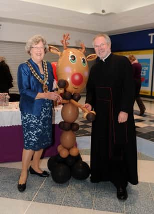 Rev Roger Jackson with Mayor of Fareham Connie Hockley at the Fareham Shopping Centre Christmas grotto