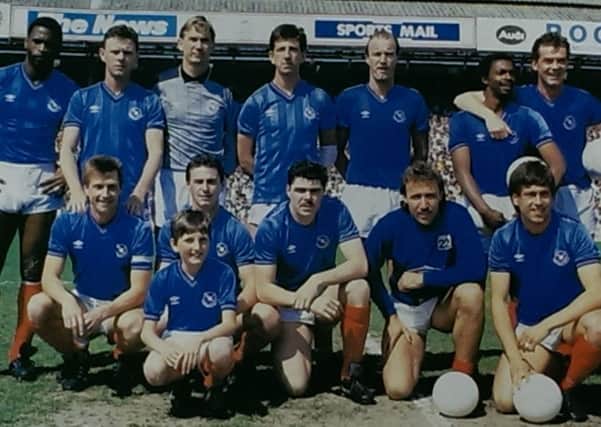 Pompeys 1986-87 promotion-winning side, with Kevin Dillon top right