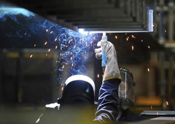 Welding taking place on the aircraft carrier HMS Queen Elizabeth.  Picture: Sarah Standing