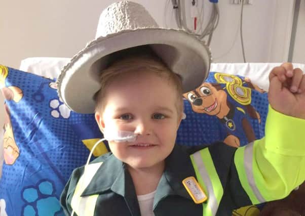 George O'Shaughnessy, three, at Southampton General Hospital where he is being treated with acute lymphoblastic leukaemia