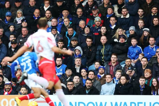 Pompey fans during Saturday's game with Stevenage Picture: Joe Pepler