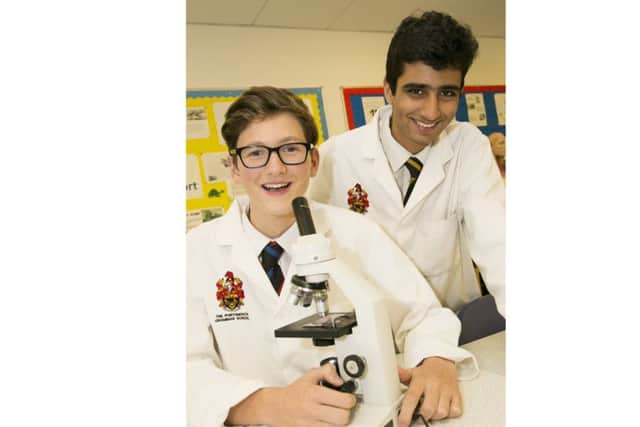 Thomas Locke, left, and Rohin Kachroo at Portsmouth Grammar School