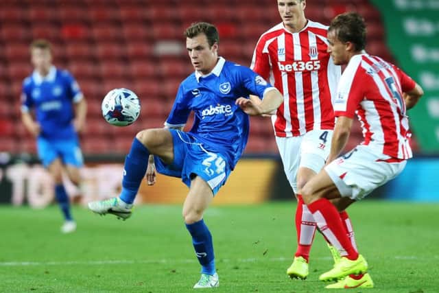 Former Pompey midfielder Nick Awford made a late substitute appearance in Petersfield's 2-0 loss to Farnborough   Picture: Joe Pepler