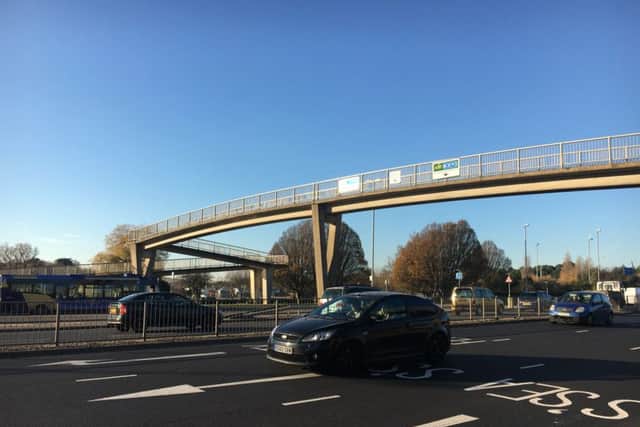 First Hampshire footbridge, which crosses the A3 London Road, in Hilsea, near to the bus depot, where a man fell on Wednesday, November 30. PPP-161130-134904001