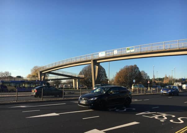 First Hampshire footbridge, which crosses the A3 London Road, in Hilsea, near to the bus depot, where a man fell on Wednesday, November 30. PPP-161130-134904001