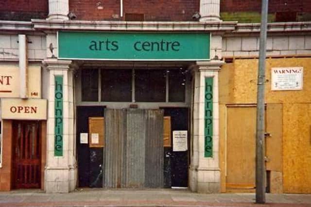 The boarded up Hornpipe Arts Centre in the Oddfellows Hall building