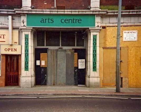 The boarded up Hornpipe Arts Centre in the Oddfellows Hall building