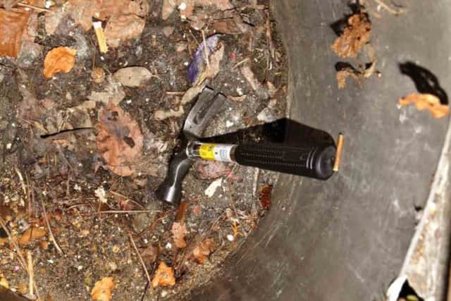The 16oz claw hammer found in a nearby drain. James Hemming used the hammer to attack a 17-year-old girl in Shearer Road, Portsmouth