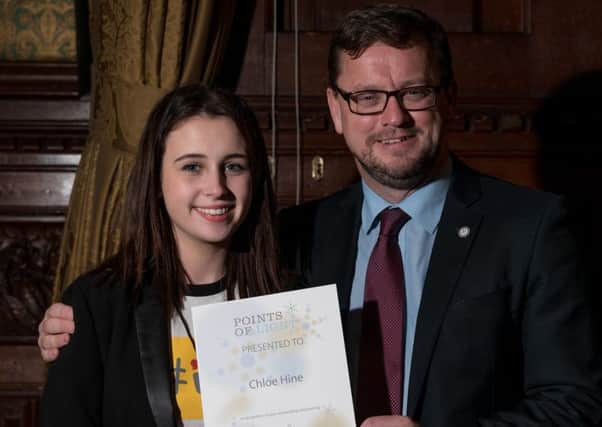 Chloe was presented with her  award by the minister for civil society Rob Wilson MP at the Houses of Parliament