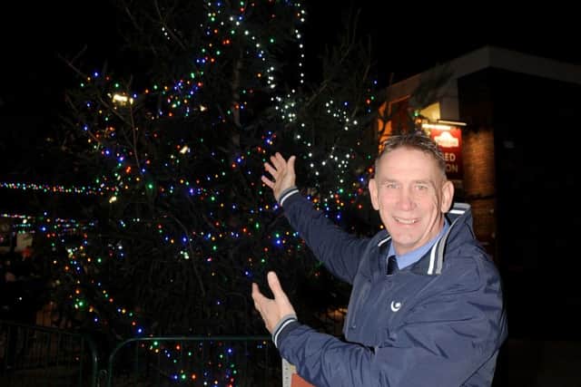 Alan Knight next to the Christmas tree in Portchester (161613-7765)