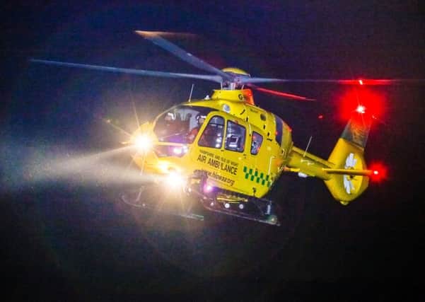 Hampshire and Isle of Wight Air Ambulance aircraft flying at night. Picture: HIOWAA