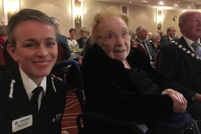 Chief constable Olivia Pinkney and Gladys Howard, Portsmouth City Police's first female inspector. She turned 100 on Sunday