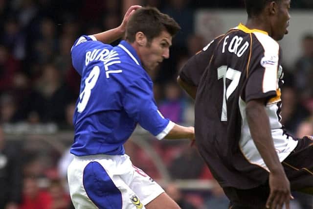 Mark Burchill scores the winner at Grimsby in 2002 Picture: Steve Reid