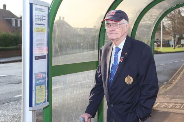 Lyn Powell at the bus stop near his home Picture: Habibur Rahman (161565-290)