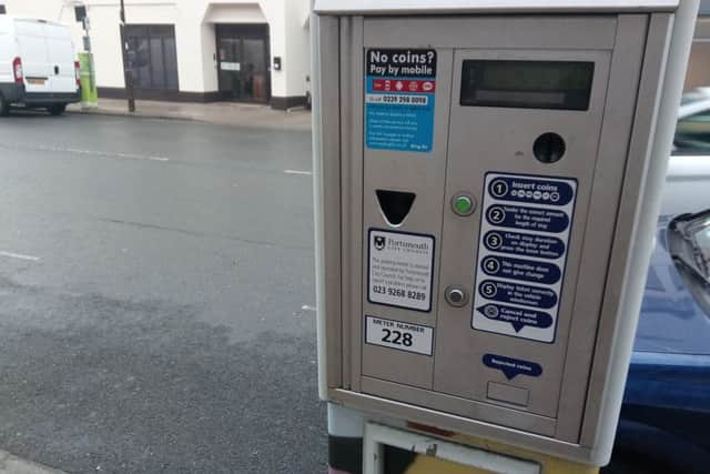 A city council parking machine in Cosham High Street