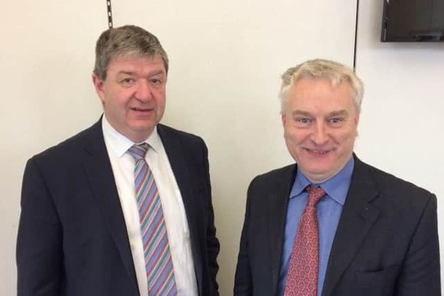 Scottish Lib Dem MP Alistair Carmichael with Portsmouth Lib Dem group leader Councillor Gerald Vernon-Jackson