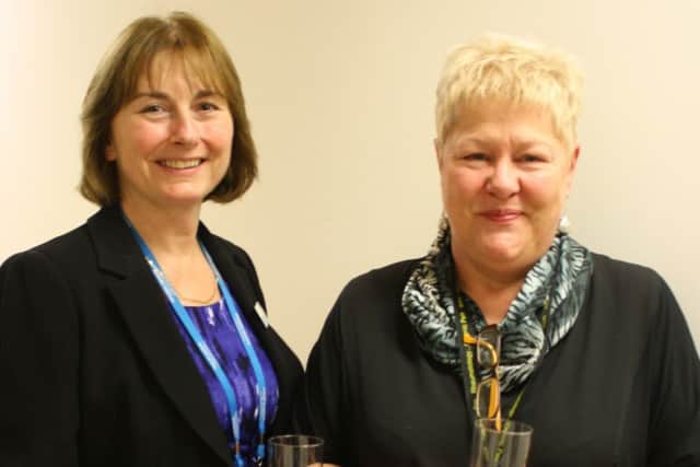 Queen Alexandra Hospital's director of nursing Cathy Stone, left, and senior trauma and orthopaedic secretary Jude Parker, who has been at the hospital for 40 years